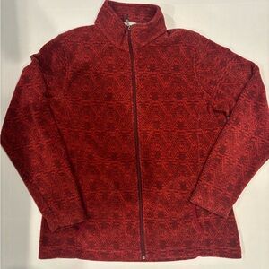 Woolrich Men’s Size Large Red Full Zip Aztec Print Fleece Jacket